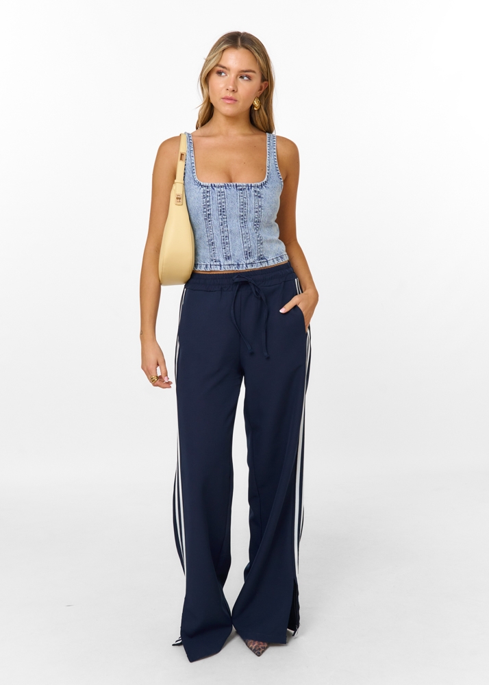 Yadi denim top blauw