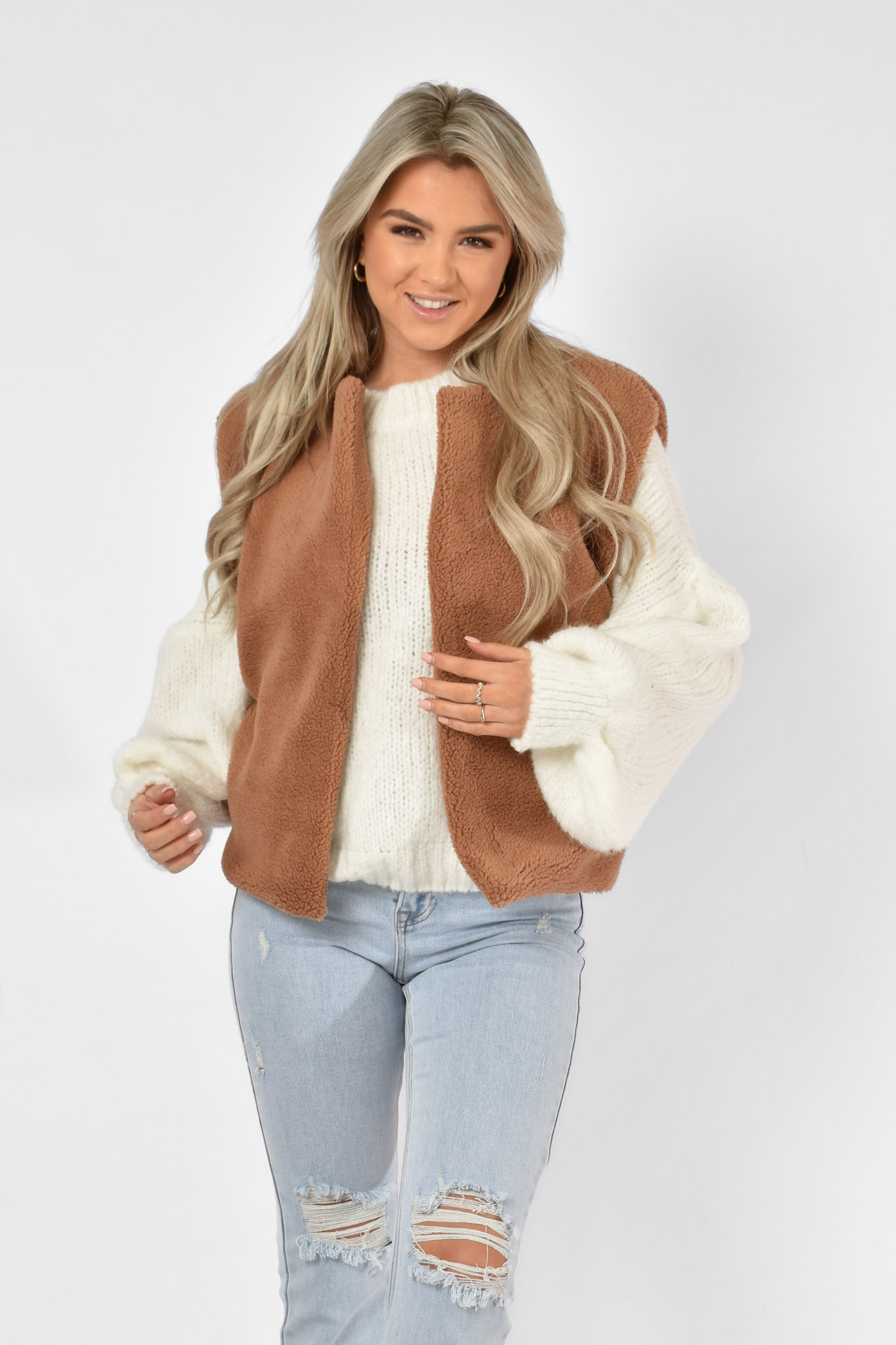 Lela teddy gilet beige