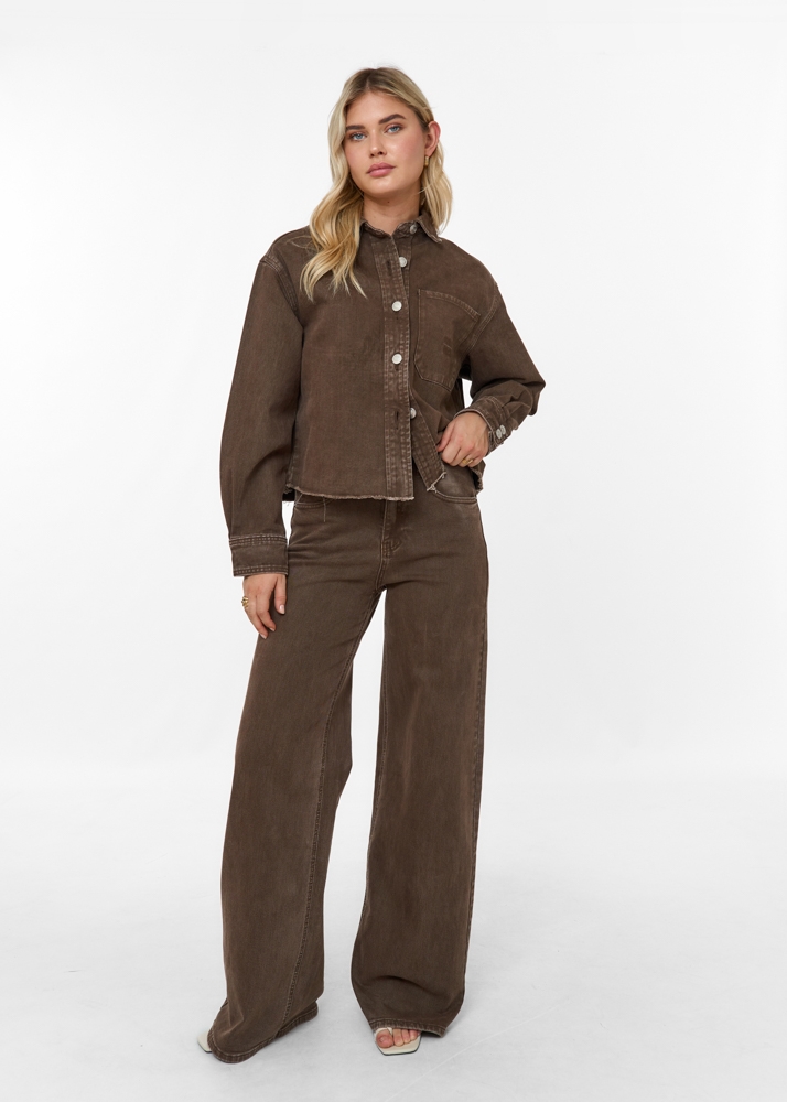Wide leg stretch jeans