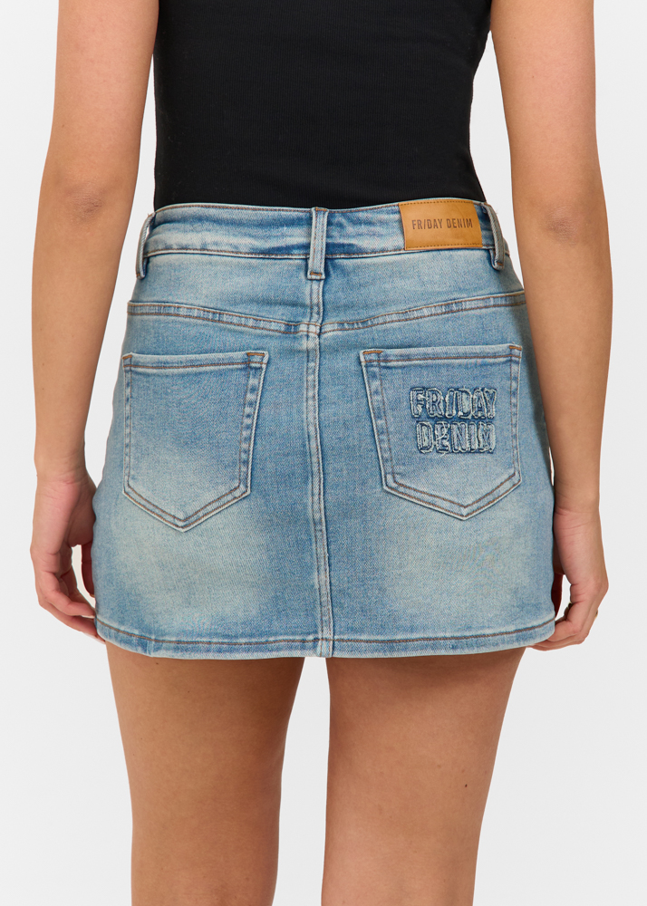 Denim stretch logo skort