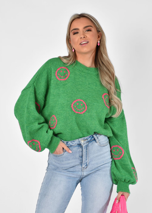 Smiley trui groen