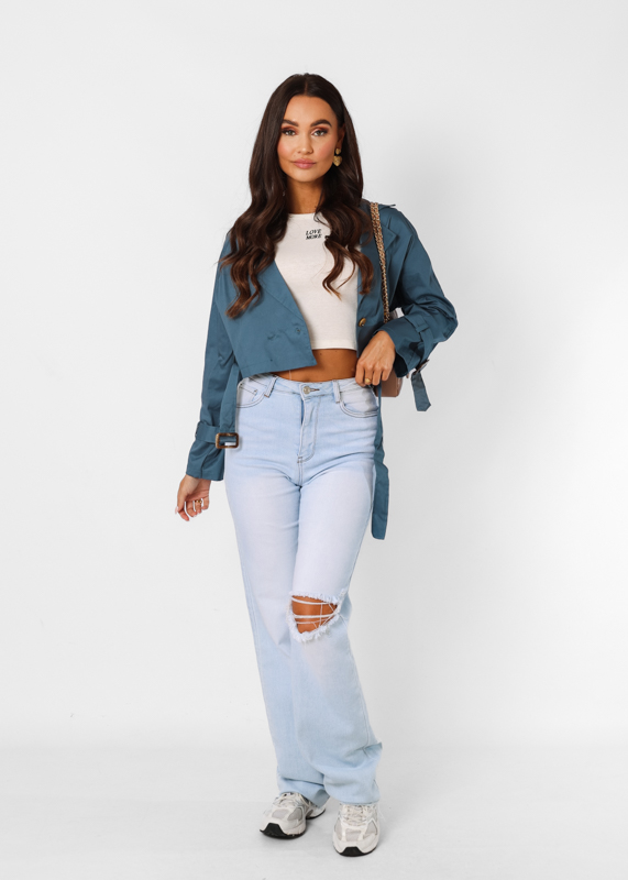 Sofia korte trenchcoat blauw