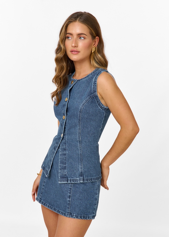 Natalia denim rokje blauw