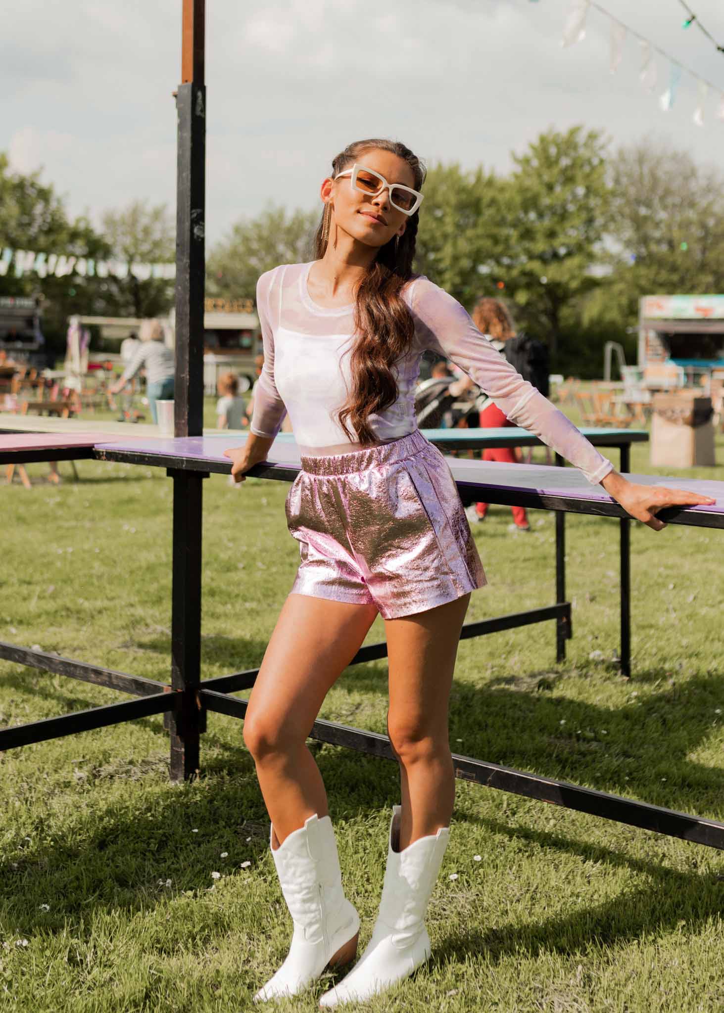 Eva metallic short roze