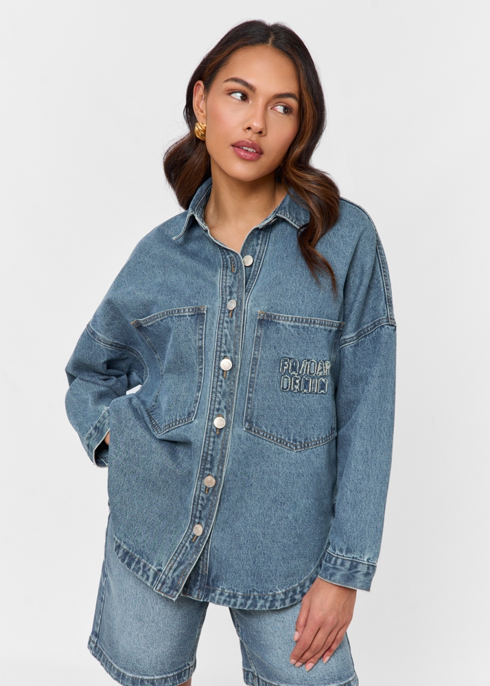 Oversized denim blouse