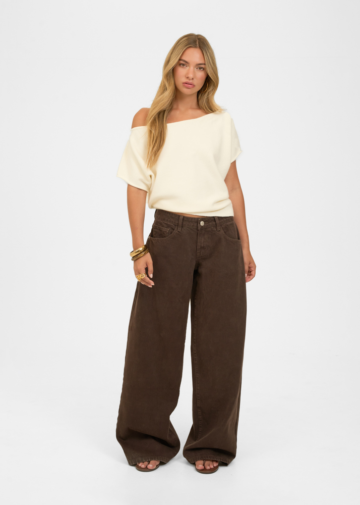 Wide leg classic low waist jeans