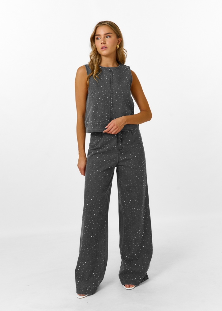 Saartje strass denim top