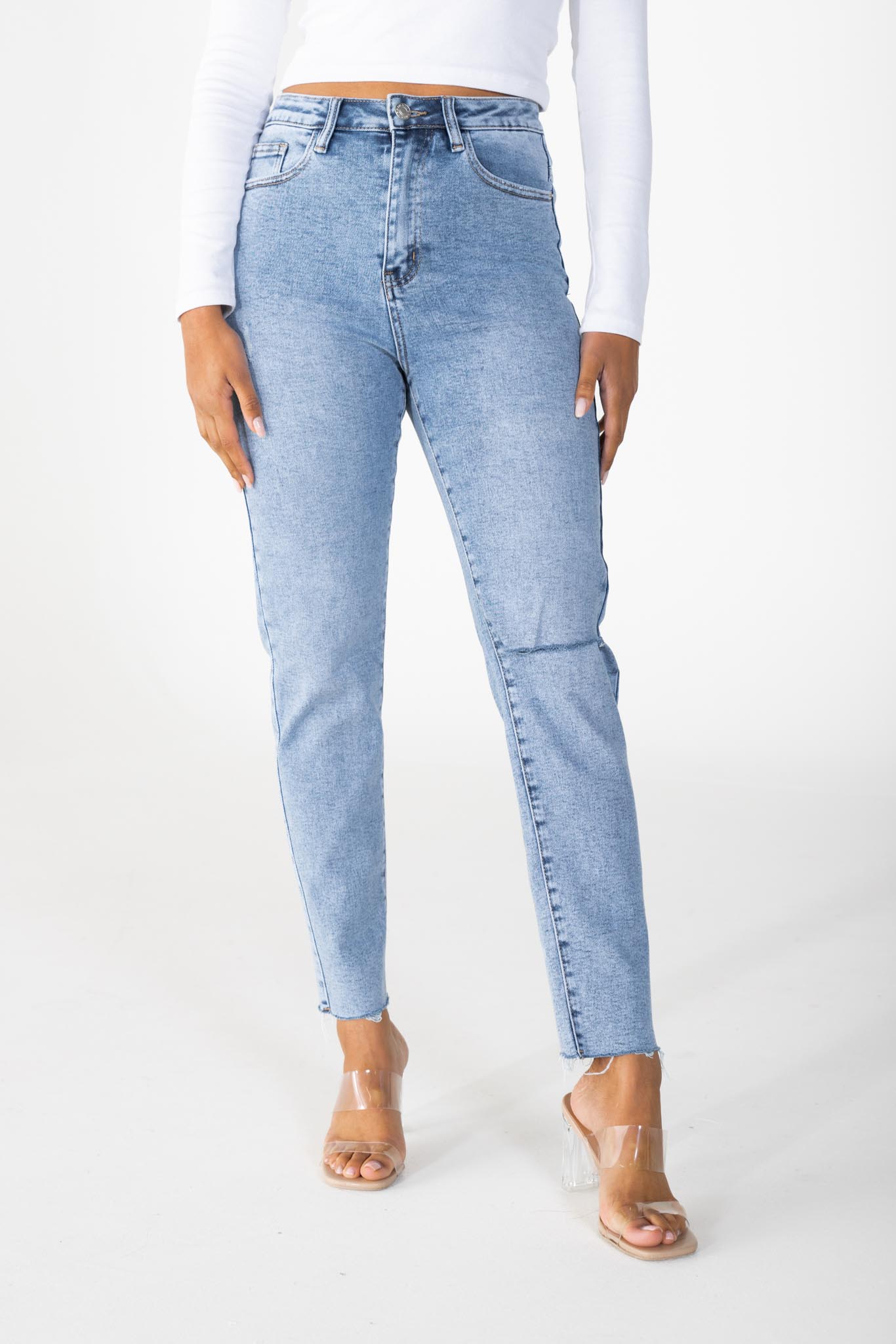 Mom jeans stretch donkerblauw
