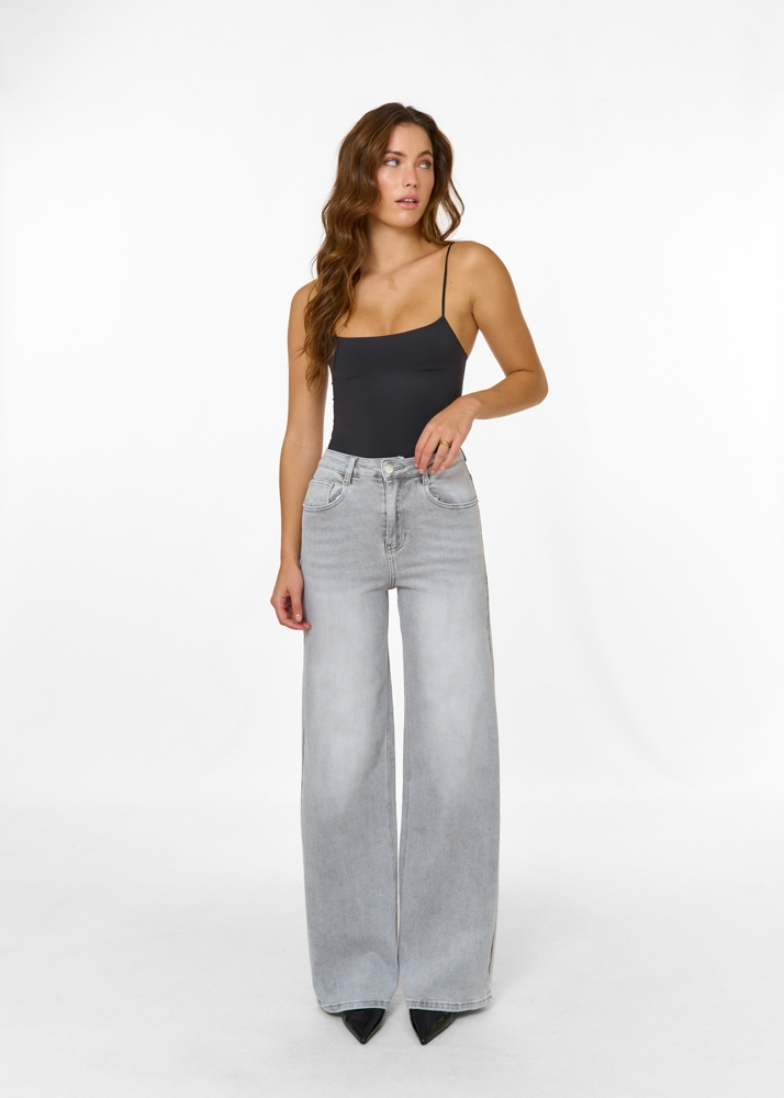 Wide leg stretch jeans