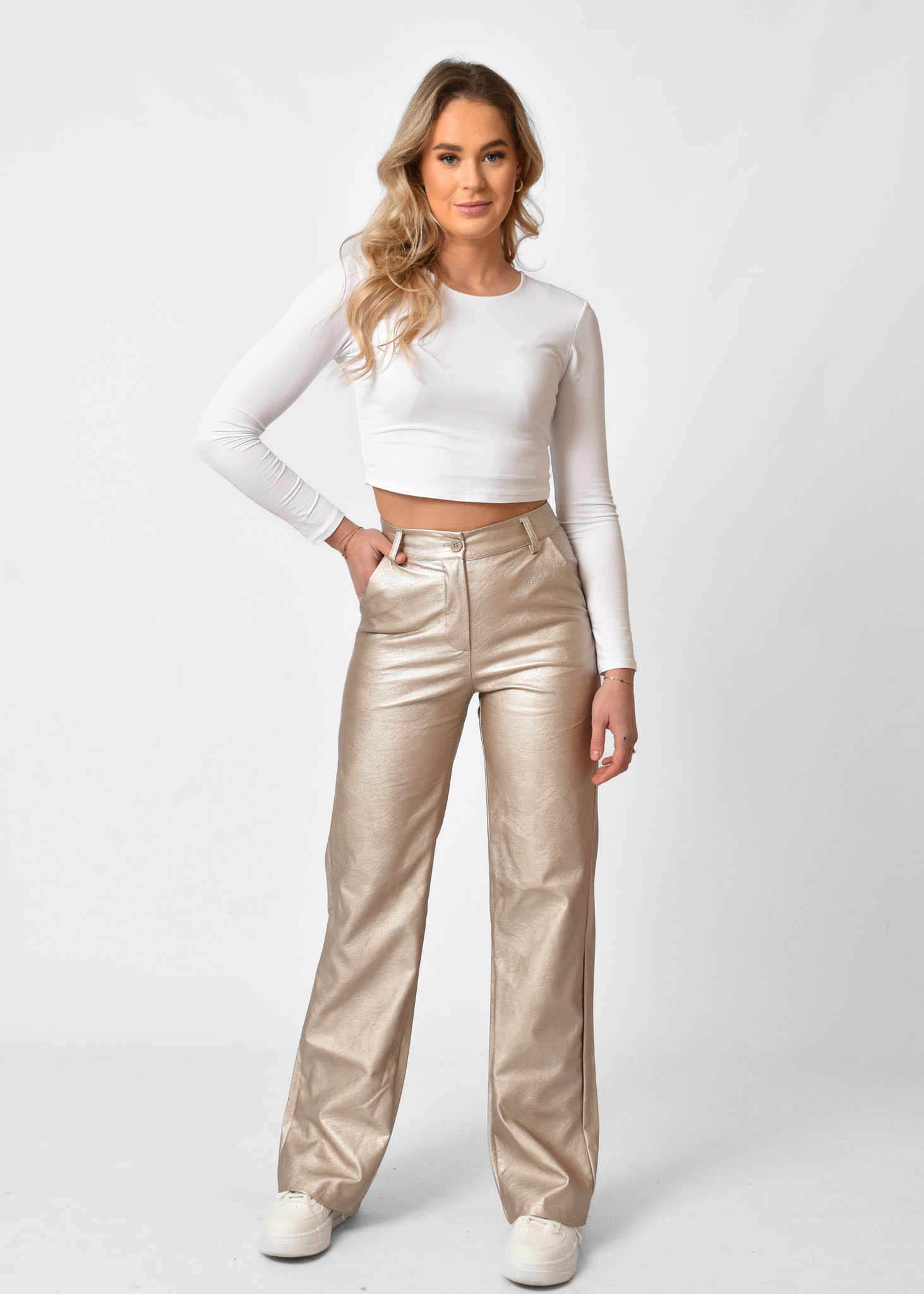 Livia leren broek brons
