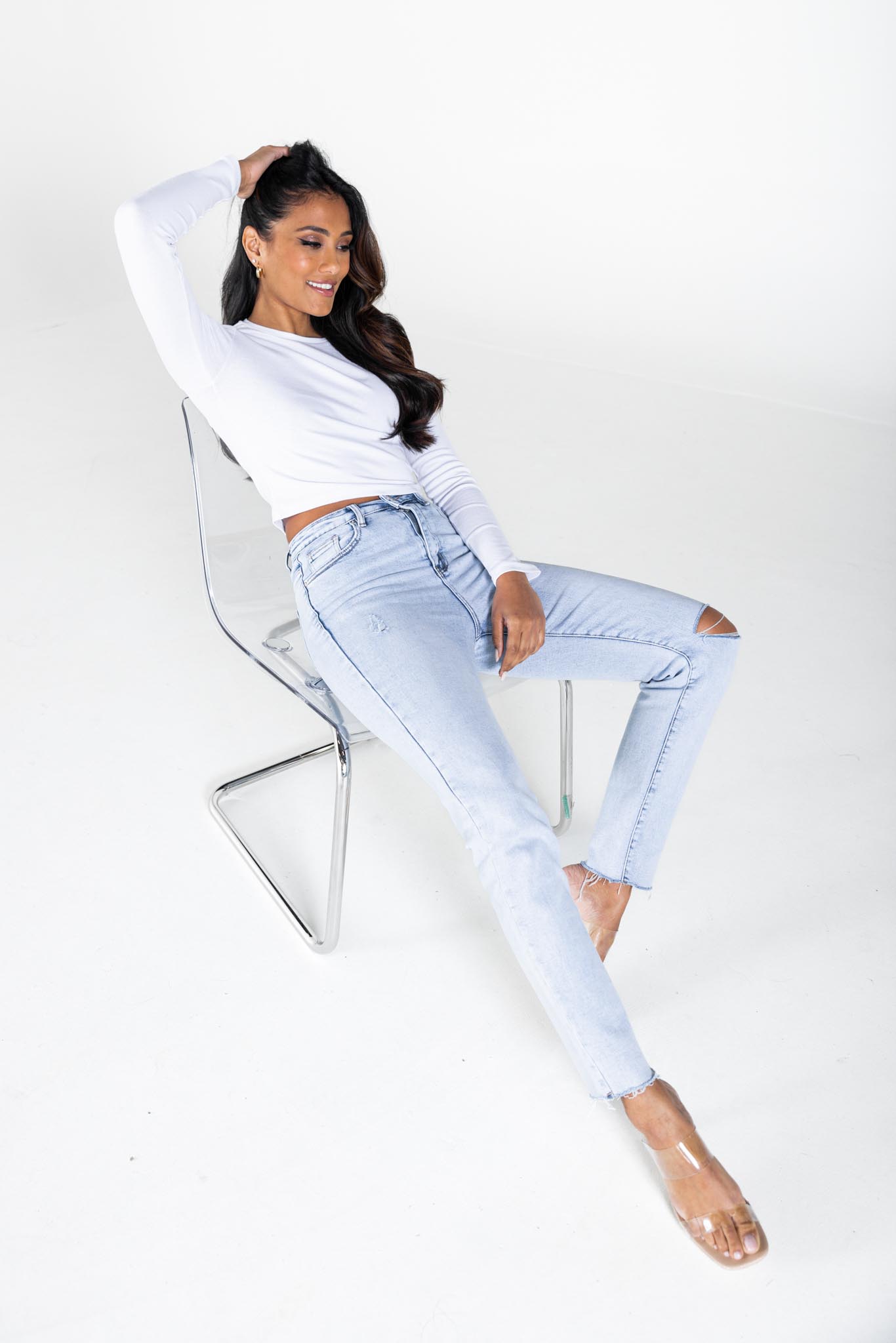 Mom jeans stretch blauw