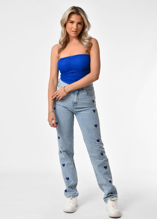 Jitske bandeau top blauw