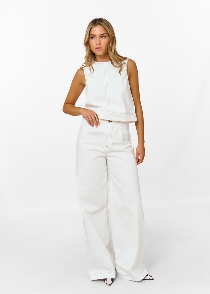 Sara denim broek wit