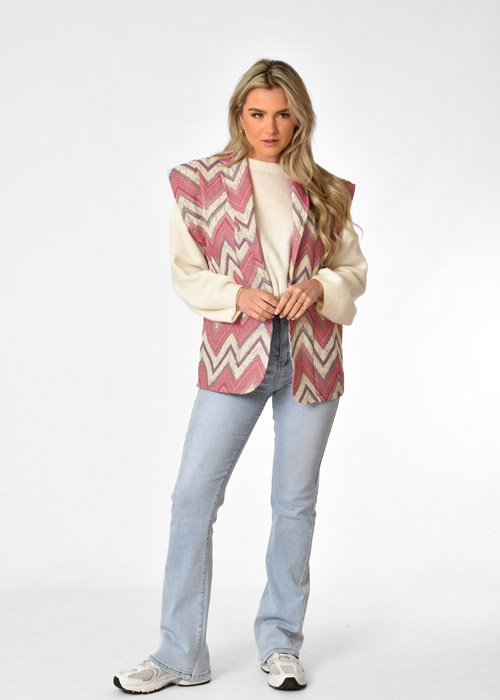 Nina gilet roze aztec