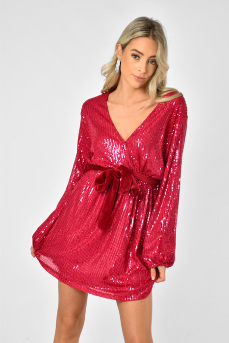 Bibi glitter jurk fuchsia