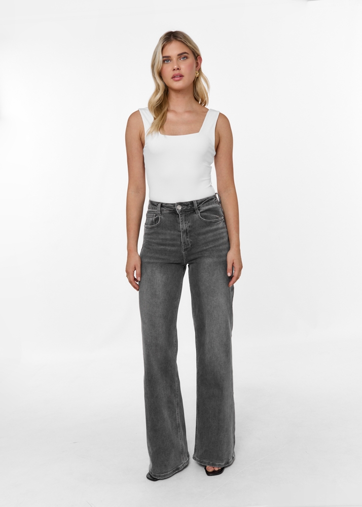 Wide leg stretch jeans