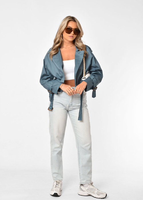 Sofia korte trenchcoat blauw