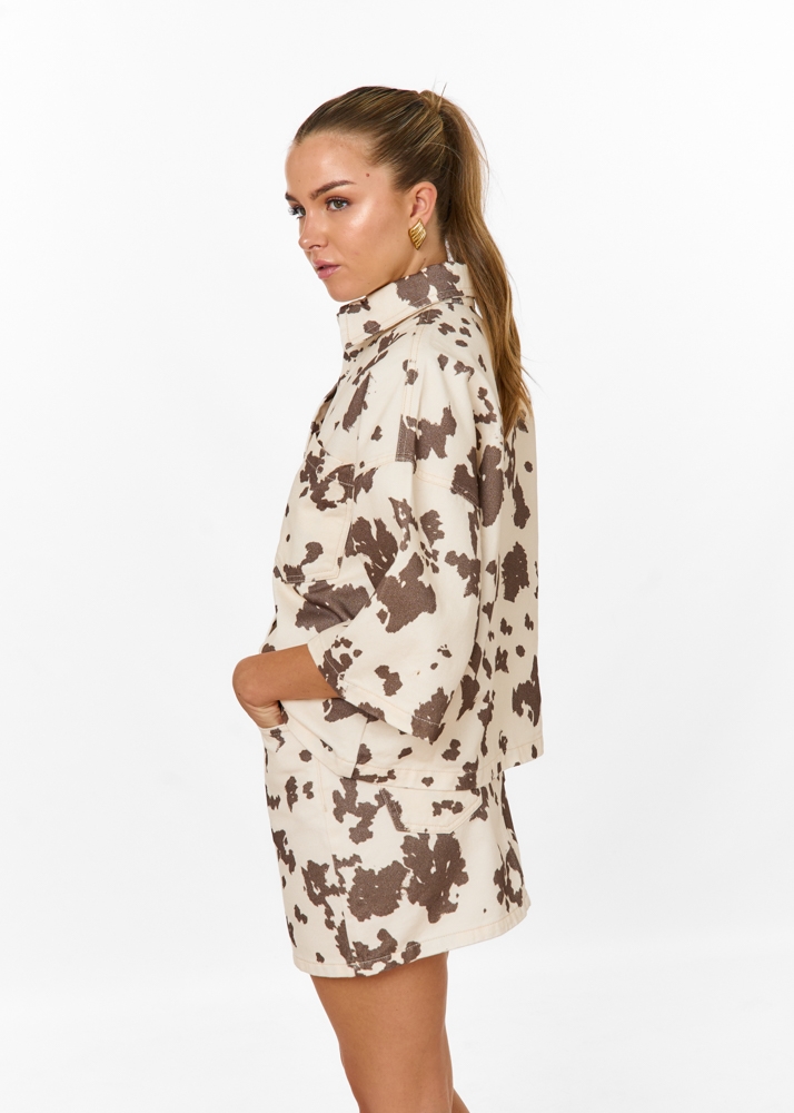 Cow denim blouse bruin