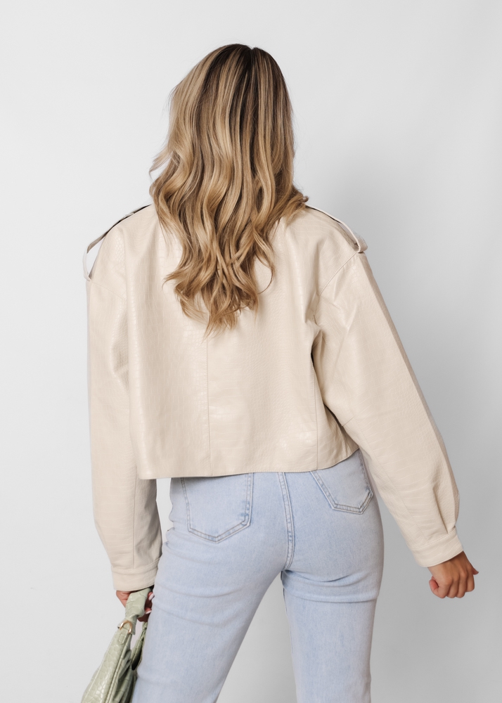 Lara leren jas creme