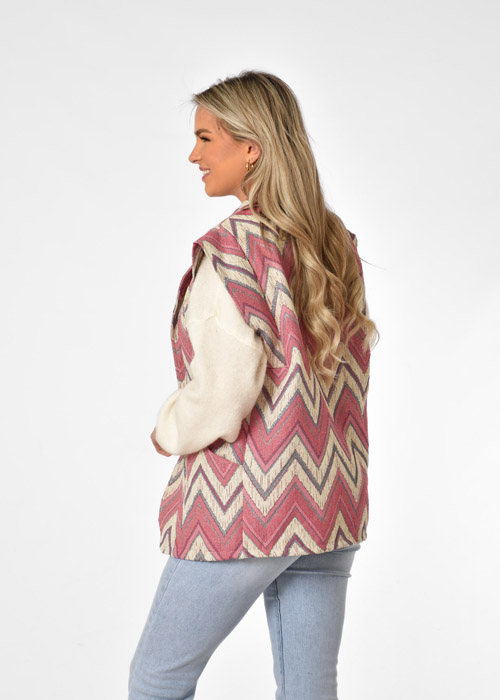 Nina gilet roze aztec