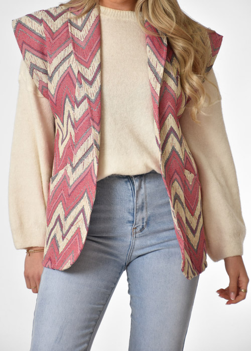 Nina gilet roze aztec