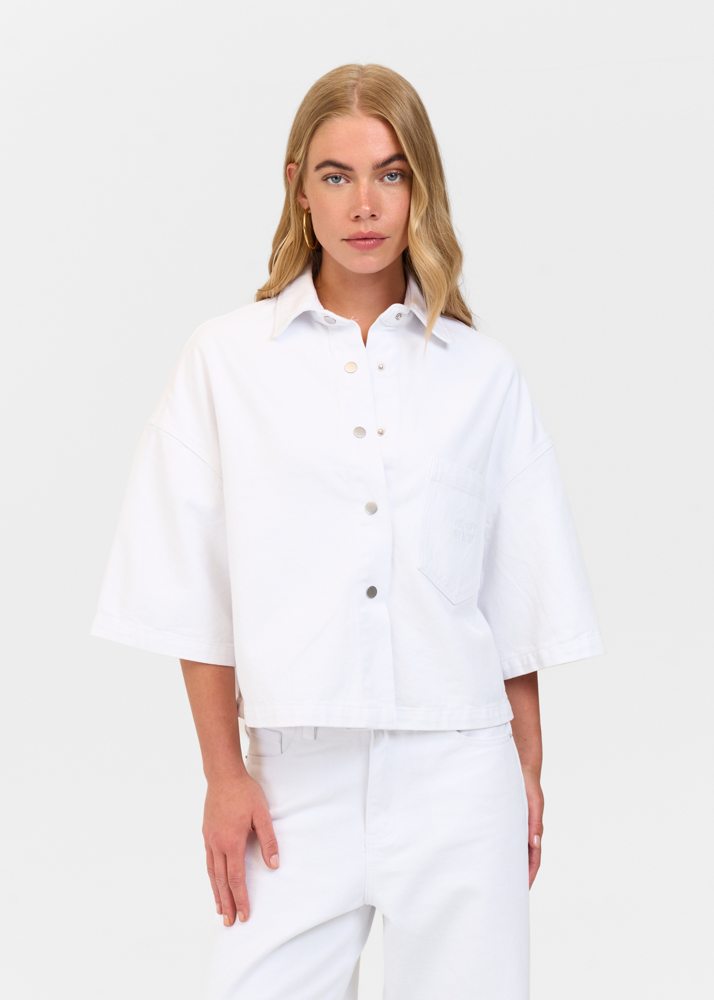 Denim blouse korte mouw