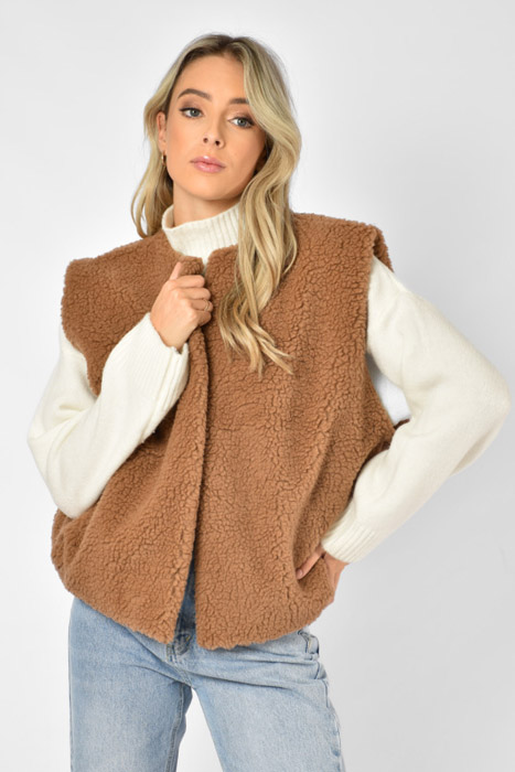 Dewy teddy gilet beige