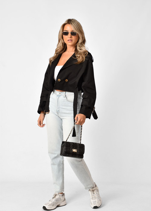Sofia korte trenchcoat zwart 