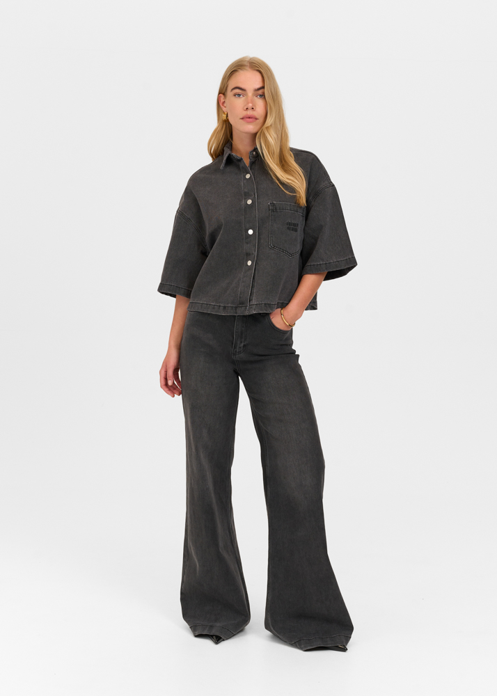 Denim blouse korte mouw