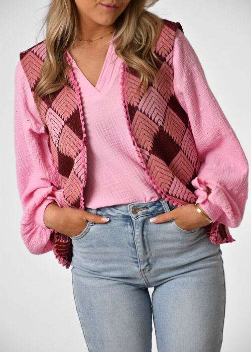 Felicia gilet roze 