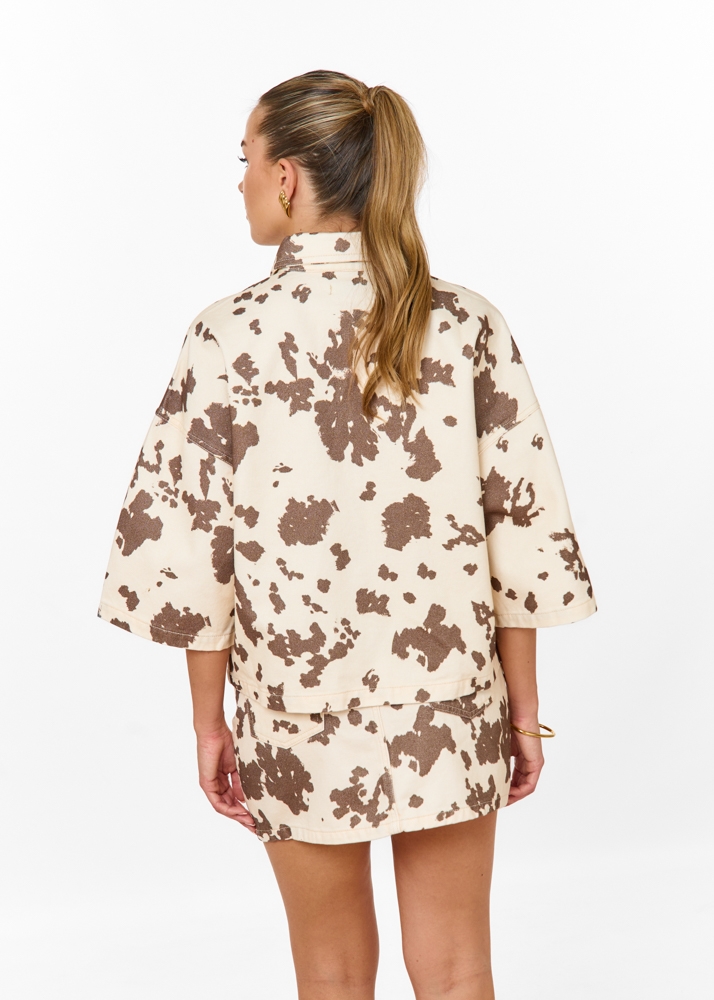 Cow denim blouse bruin