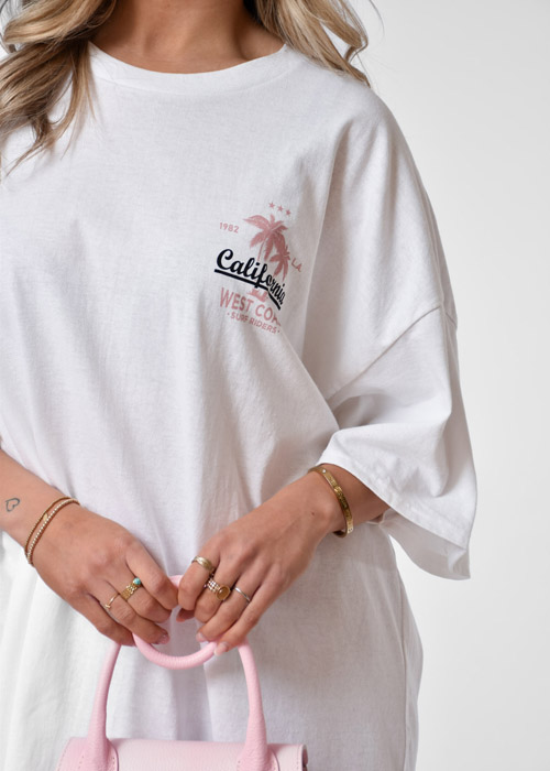 California t-shirt jurk wit