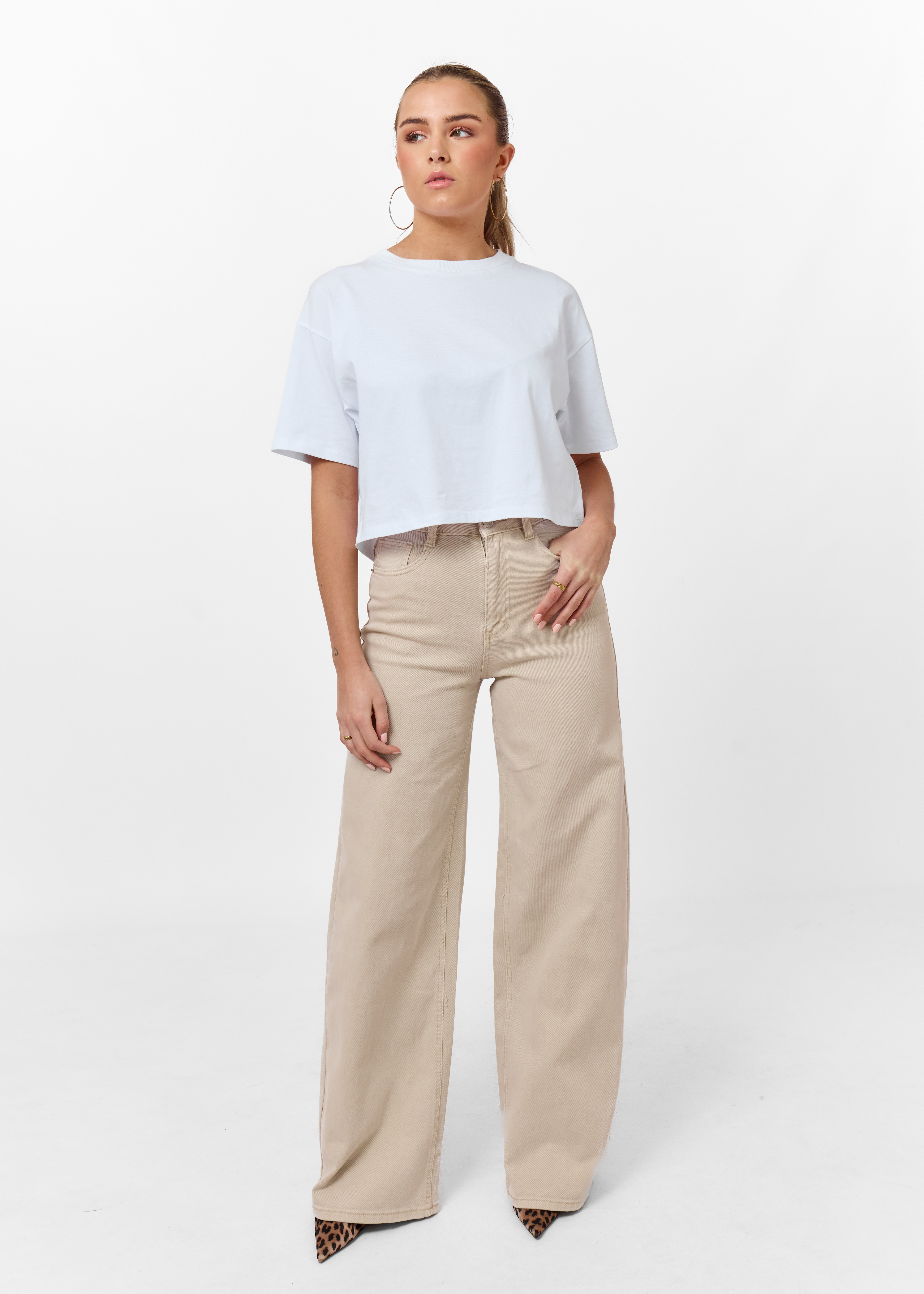 Wide leg stretch beige
