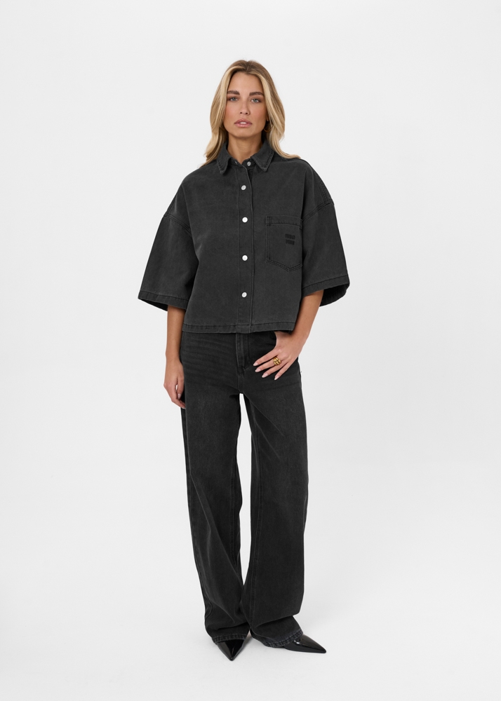 Denim blouse korte mouw