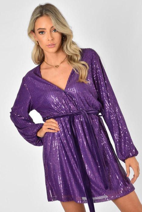 Bibi glitter jurk paars
