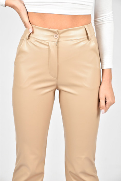 Isa leather flared pants beige