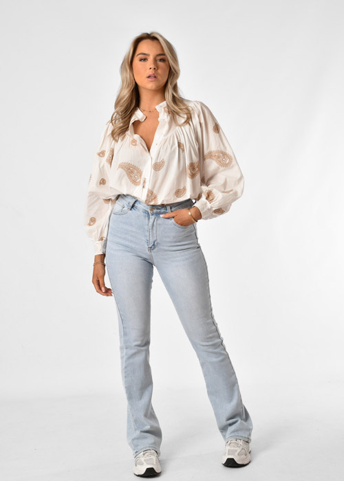 Roos blouse wit