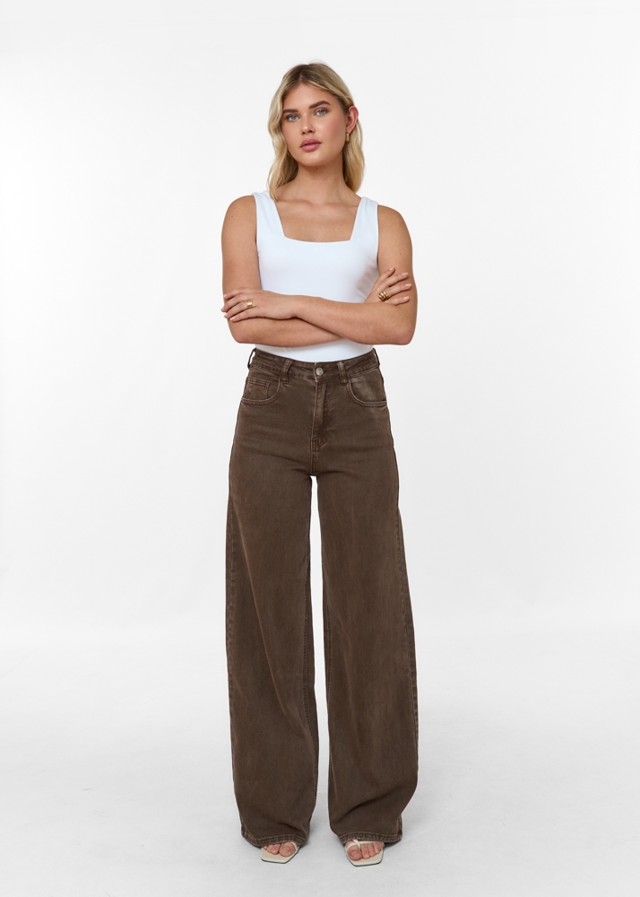 Wide leg stretch jeans