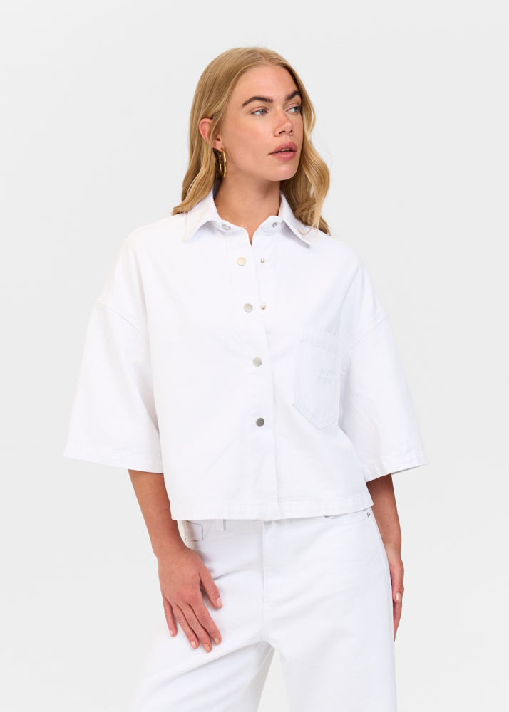 Denim blouse korte mouw