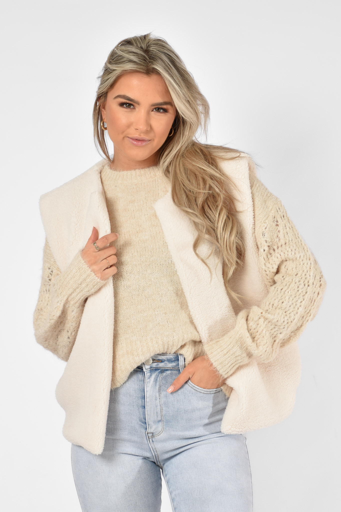 Lela teddy gilet wit