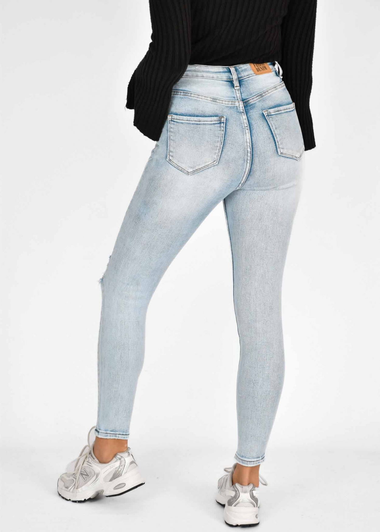 Skinny jeans destroyed blauw