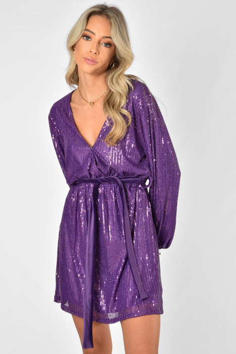 Bibi glitter jurk paars