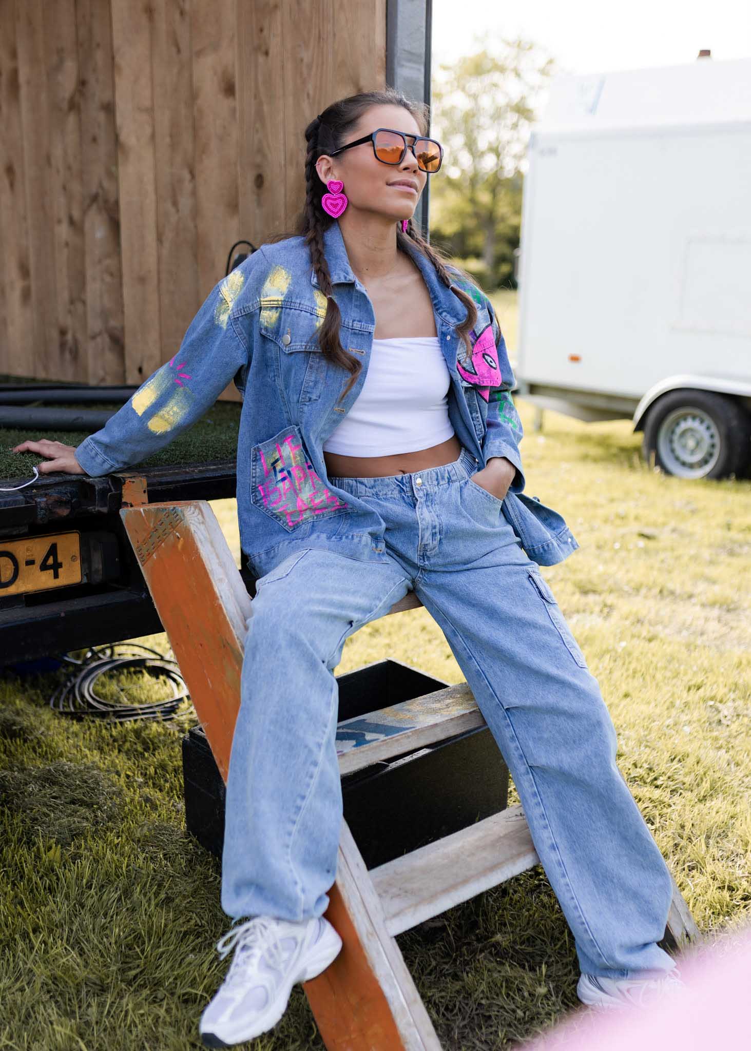 Julie parachute broek denim