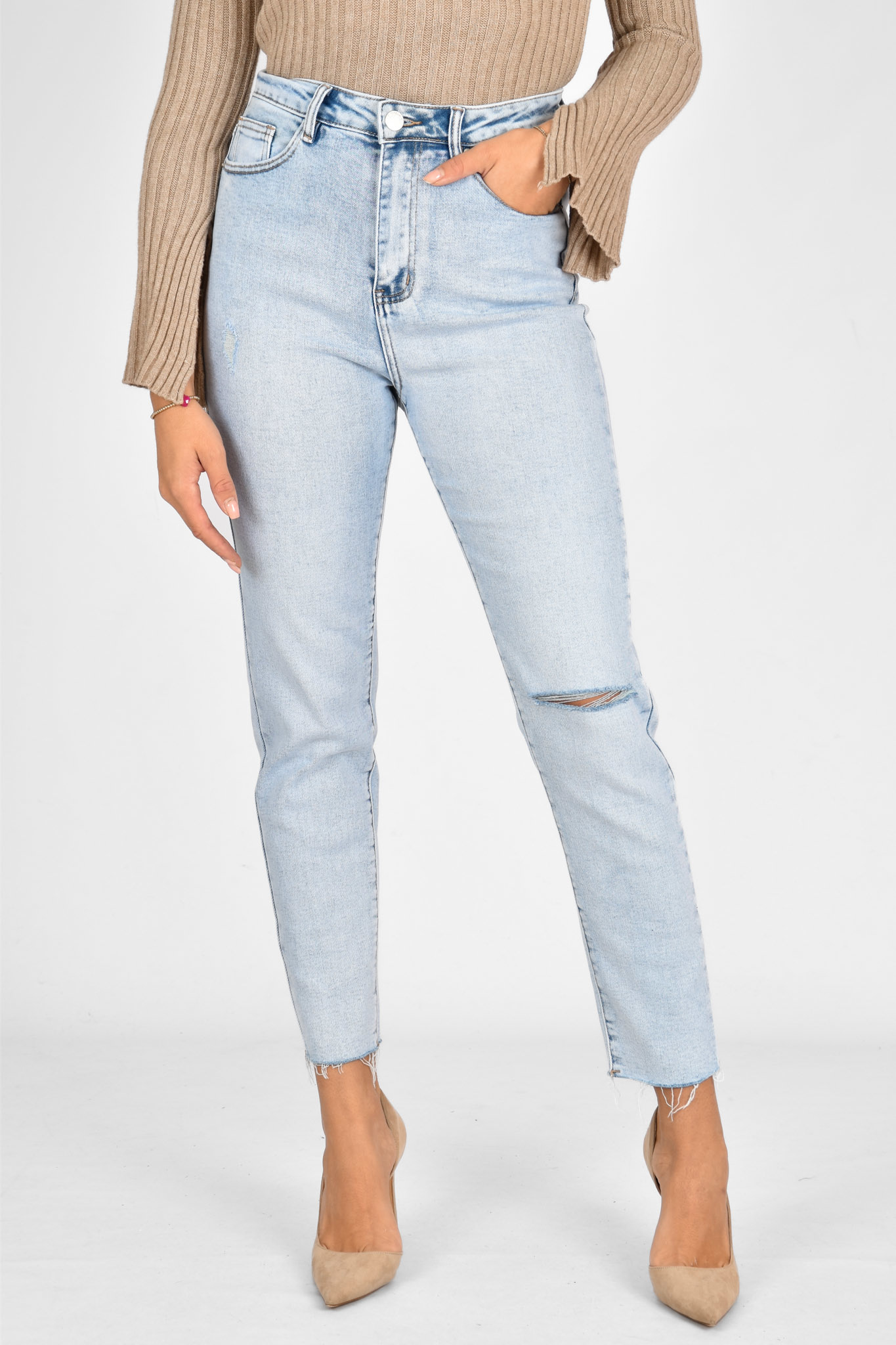 Mom jeans stretch blauw