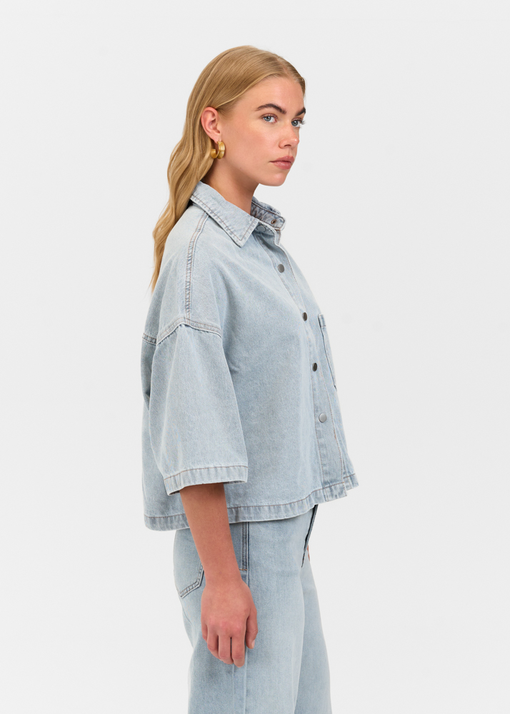 Denim blouse korte mouw