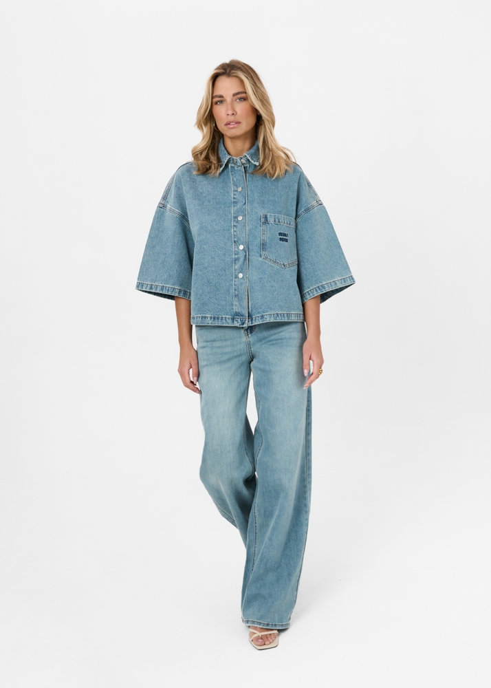 Wide leg stretch jeans