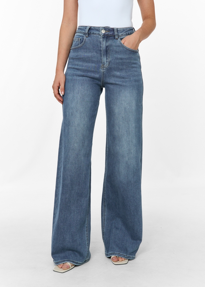 Wide leg stretch jeans
