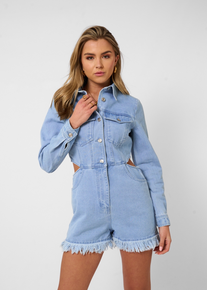 Charlotte denim playsuit blauw