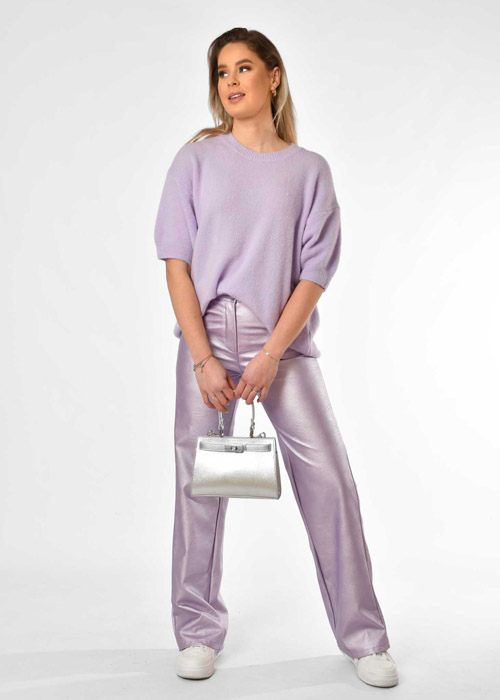 Livia leren broek lila 