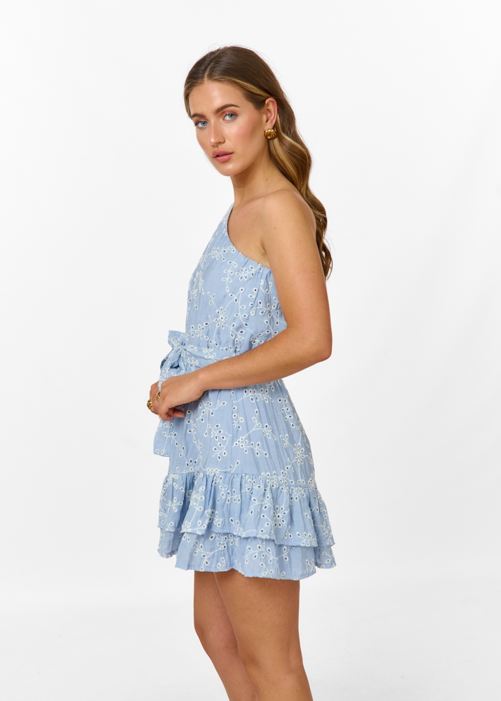 Eline embroidery jurk lichtblauw